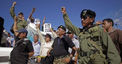 Veterano de la guerra salvadoreña, este martes en una protesta.