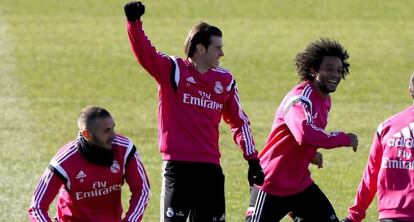 Gareth Bale en un entrenamiento en Valdebebas