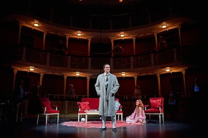 Un momento de un ensayo de &#039;Jardiel, un escritor de ida y vuelta&#039;, en el Teatro Mar&iacute;a Guerrero.