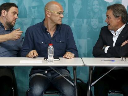 Junqueras, Romeva i Mas després de les eleccions.