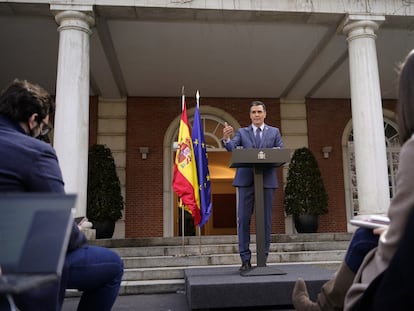 El presidente del Gobierno, Pedro Sánchez, en la Moncloa.