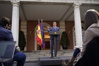 El presidente del Gobierno, Pedro Sánchez, en la Moncloa.