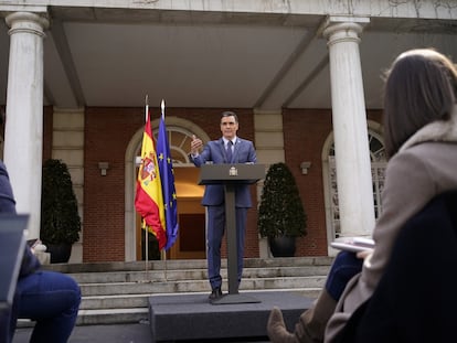 El presidente del Gobierno, Pedro Sánchez, en la Moncloa.