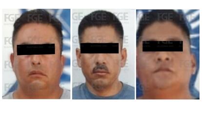 Rodrigo Guadalupe "N", Ulises "N" y Bernabé Caín "N", elementos de la Guardia Nacional detenidos por la presunta violación de una menor en Isla Mujeres, Quintana Roo, en julio de 2024.