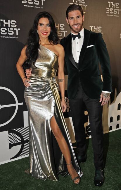 El futbolista del Real Madrid Sergio Ramos y compañera, la presentadora y modelo Pilar Rubio.