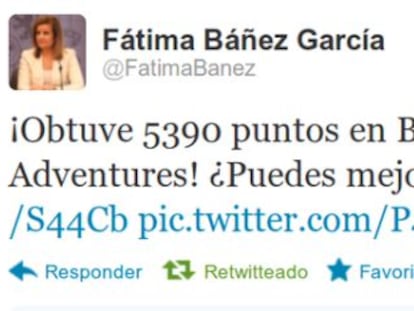 Pantallazo del tuit aparecido en la cuenta de Fátima Báñez.