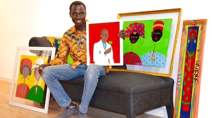 Mamadou Sall en la Galería de Mamah Africa, Madrid.