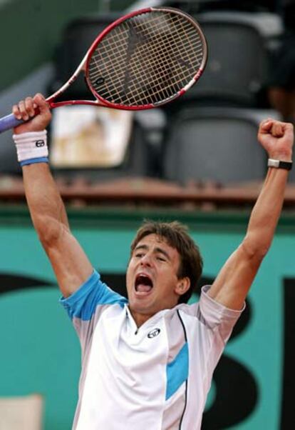 Tommy Robredo, tras ganar a Safin.