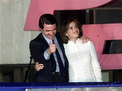 Aznar y Ana Botella, tras conocer la victoria de 2000.
