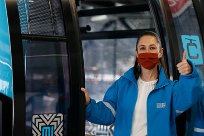 Claudia Sheinbaum durante un recorrido de prueba del CableBús, el pasado 4 de marzo.