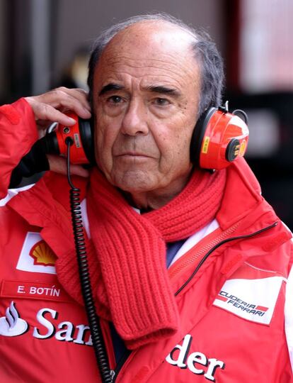 Emilio Botin en el circuito de Fórmula 1 de Montmeló en Barcelona, el 1 de marzo de 2013.