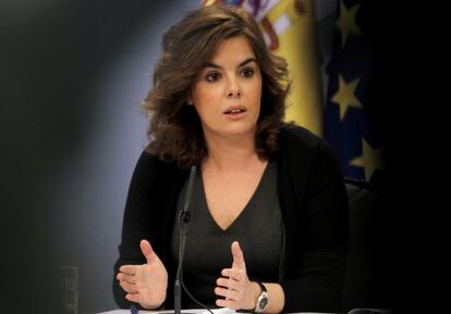 La vicepresidenta del Gobierno, en rueda de prensa tras un Consejo de Ministros.