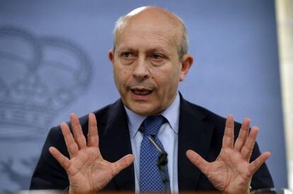 El ministro José Ignacio Wert, en la rueda de prensa de hoy.