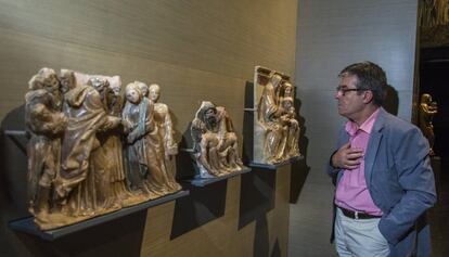 Tres de las piezas de Sijena en litigio que se conservan en el Museo de Lleida.