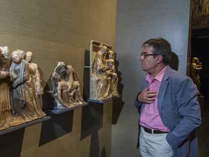 Tres de las piezas de Sijena en litigio que se conservan en el Museo de Lleida.