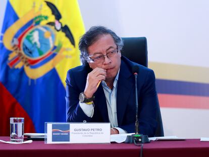 El presidente de Colombia, Gustavo Petro, en una cumbre bilateral con Ecuador, el pasado 31 de enero en Tulcán (Ecuador).