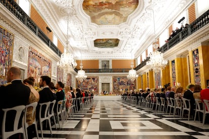 Vista general del salón del palacio de Christiansborg donde se celebra la cena de estado ofrecida por la reina Margarita de Dinamarca a los Reyes de España.