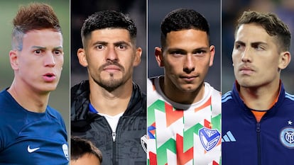 Los futbolistas del Vélez, Sebastián Sosa, José Florentín, Abel Osorio y Braian Cufré.