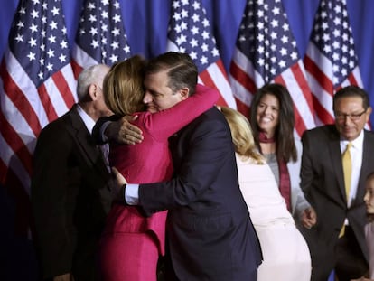 Republican candidate Ted Cruz just before announcing that he is suspending his campaign.