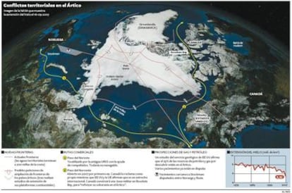 El mapa de los conflictos territoriales en el Ártico.