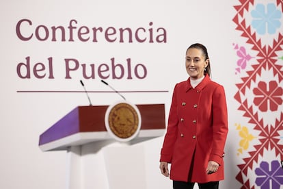 Claudia Sheinbaum durante la conferencia de prensa en Palacio Nacional, en Ciudad de Mxico.