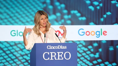 Yolanda Díaz, este jueves en el foro CREO Cinco Días en Madrid.