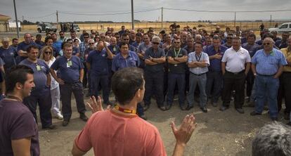 Concentración de los trabajadores de la base de Morón, en septiembre.