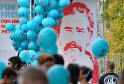 Una manifestación de apoyo al periodista alemán Deniz Yuecel, encarcelado en Turquía, este mes en Berlin.