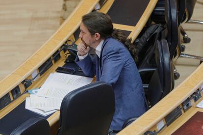 El líder de Podemos, Pablo Iglesias, en el Senado.