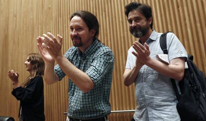 Unidas Podemos leader Pablo Iglesias (c) in Congress on Wednesday.