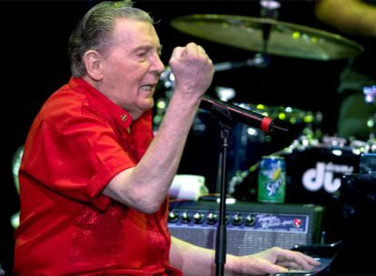 Jerry Lee Lewis, ayer, durante su actuación en Madrid.