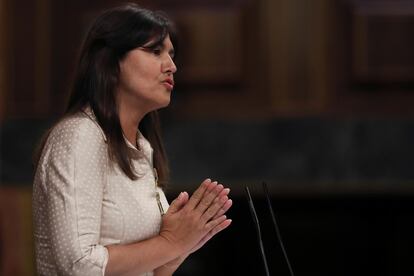 La portavoz de JxCAT en el Congreso, Laura Borràs, interviene durante un debate en el pleno del Congreso este miércoles.