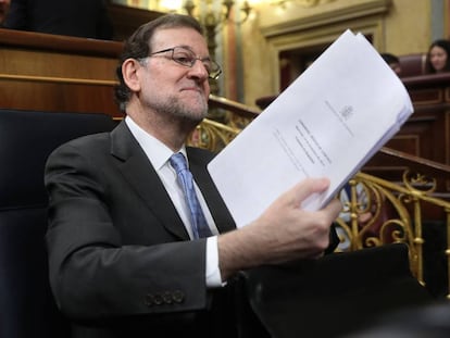 El presidente del Gobierno, Mariano Rajoy, en la sesión de control al Gobierno.