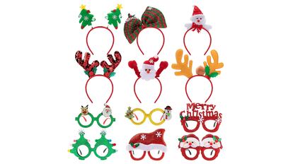 Set de diademas y gafas navideñas de Joyin