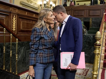 Yolanda Diaz e Íñigo Errejón, el día 9 de octubre en el Congreso de los Diputados.
