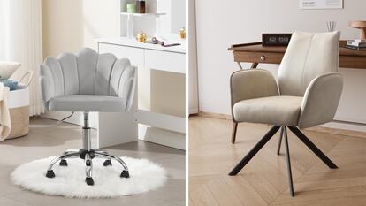 Dos de los modelos de sillas de escritorio 'aesthetic' que hemos seleccionado. AMAZON.