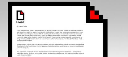 La carta publicada en lugar de la página de Lavabit.