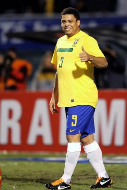 Ronaldo, en su partido de despedida con la selección brasileña en Sao Paulo.