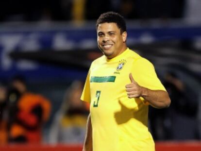 Ronaldo, en su partido de despedida con la selección brasileña en Sao Paulo.