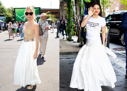 Sienna Miller y Rosalía con la falda boho este verano.
