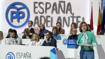 Dolores de Cospedal este viernes en el Congreso del PP.