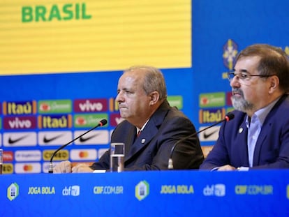 O técnico Vadão e o coordenador Marco Aurélio Cunha.