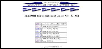 Encyclopedia of Triangle Centers