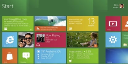 Los iconos de Windows 8 son como baldosas dinámicas.