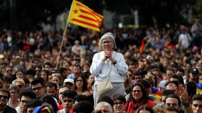 Manifestación en Plaza Cataluña (Barcelona) el 2 de octubre.