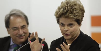 A ex-presidenta do Brasil, Dilma Rousseff, na manhã desta terça-feira em Sevilha (Espanha).