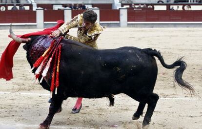 Eduardo Gallo durante la corrida de toros ayer en Ventas.