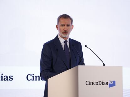 El rey Felipe VI cierra la segunda jornada del 45 aniversario de CincoDías, este martes.