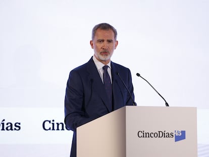 El rey Felipe VI cierra la segunda jornada del 45 aniversario de CincoDías, este martes.