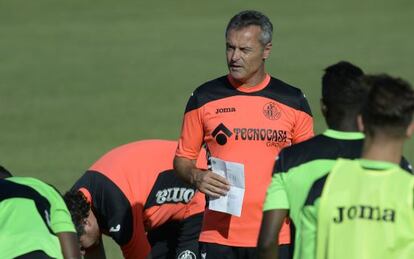 Fran Escribá, en un entrenamiento del Getafe.